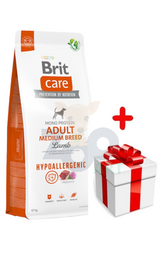 BRIT CARE Dog Hypoallergenic Adult Medium Breed Lamb 12kg +Surprise