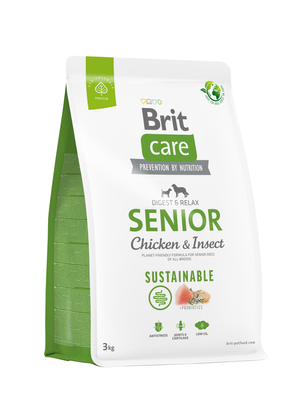 BRIT CARE Dog Sustainable Senior Poulet & Insectes 3kg