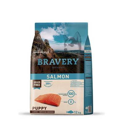 Bravery Free Puppy Medium Large Saumon 12kg x2