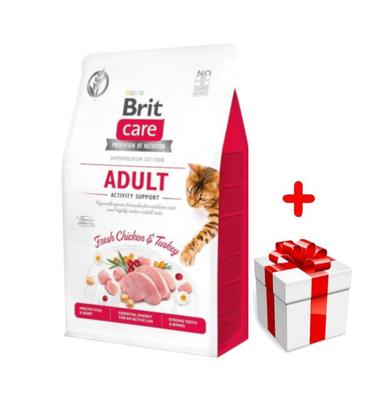 Brit Care Cat Grain-Free Aldut Activity Support avec poulet et dinde 2kg +surprise pour votre chat
