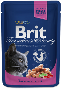 Brit Premium Cat pour chats adultes avec du saumon et de la truite 100g