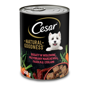 Cesar Natural Goodness riche en bœuf, garni de carottes, haricots et herbes 400g
