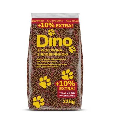 DINO Nourriture sèche pour chien avec bœuf 20kg + 10% GRATUIT