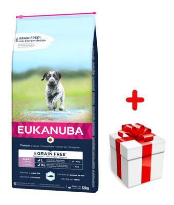 EUKANUBA Puppy&Junior Grandes Races Sans Grains 12kg +Surprise
