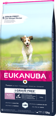 EUKANUBA Puppy&Junior Small/Medium sans céréales 12kg x2