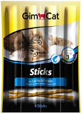 GIMCAT Sticks saucisses au saumon et à la truite pour chats 4 pcs