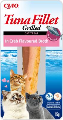 INABA Filet de thon pour chats - Thon en bouillon de crabe 15g x6