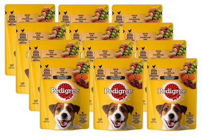 Pedigree nourriture humide pour chiens adultes avec poulet et légumes en sauce 100gx12