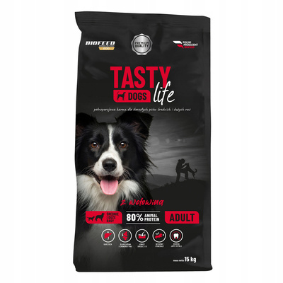 Tasty Dogs Life nourriture pour chiens avec du bœuf 15 kg (moyennes et grandes races)