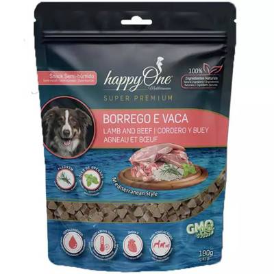 happyOne Mediterraneum agneau et boeuf 190g Friandise semi-humide pour chiens