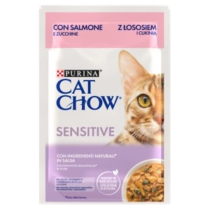 CAT CHOW Nourriture sensible avec saumon et courgette en sauce 85g