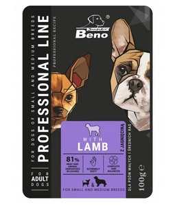 SUPER BENO Sachet adulte pour chiens de petites et moyennes races à l'agneau 100g