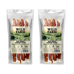 WILD FARM Long bâtonnet en peau de bœuf avec canard 28 cm 320 g friandise pour chien x 2