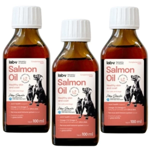 Lab-V 100% huile de saumon pour chiens et chats de tous âges 3x100ml pressée à froid