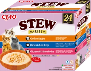 INABA Cat Ciao Ragoût - aliment complémentaire pour chats au poulet, thon et saumon 2x(24x40g)
