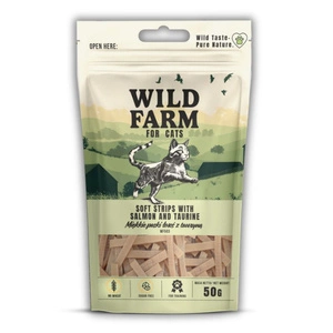 WILD FARM Friandises pour chat : tendres lamelles de saumon à la taurine (50 g).