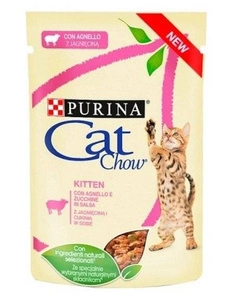 CAT CHOW Chaton avec agneau et courgette en sauce 85g