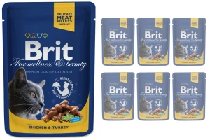 Brit Premium Cat pour chats adultes avec poulet et dinde 6x100g