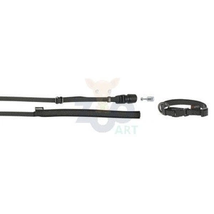 KERBL Set GoLeyGo, sangle de collier+laisse avec adaptateur 15mm x 29-45cm, 1cm x 1,4-2m,noir,S,max.15kg
