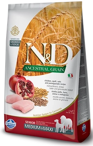 Farmina N&D Ancestral Grain Canine Senior Medium&Maxi Chicken&Pomegranate 12kg