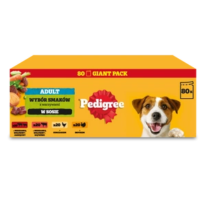 PEDIGREE® Adult, pâtée pour chiens adultes, saveurs assorties en sauce, 80 x 100 g