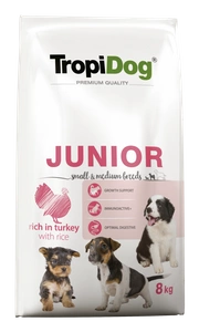 Tropidog Premium Junior Petites et Moyennes Races Saumon avec Riz 8kg+Surprise gratuite pour chien