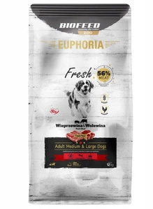 EUPHORIA Nourriture pour chiens Fresh au bœuf et au porc  (races moyennes et grandes) 12 kg - sans poulet