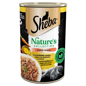 SHEBA boîte de 400 g Nature's Collection - aliment complet humide pour chats adultes, cocktail de volaille avec foie et huile de poisson avec garniture de carottes, en sauce