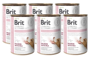 Brit Grain Free Veterinary Diet Dog Hypoallergenic Saumon & Petit Pois  6x400g