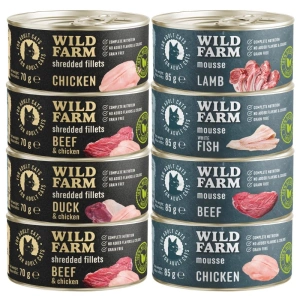 WILD FARM Mélange de saveurs 4x85g + 4x70g - nourriture pour chat sans céréales