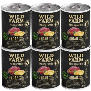 Wild Farm Mono-protéine Sanglier 6x400 g - Aliment hypoallergénique pour chien