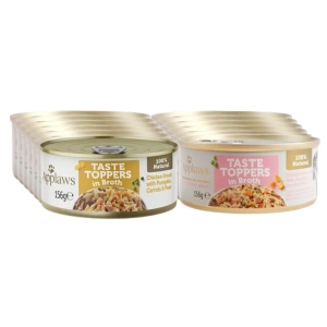 Applaws Taste Toppers Naturel Nourriture humide pour chien Poulet avec citrouille Carottes et Pois en Bouillon Mix 12x156g Canette