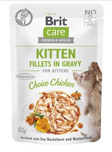 BRIT CARE Cat Kitten Fillet in Sauce Choice Chicken enrichi avec de l'argousier et de la capucine 85g