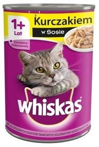 WHISKAS Adult - nourriture humide pour chats avec du poulet en sauce 400g+Surprise gratuite pour chat