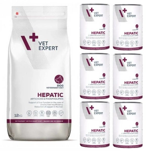 VETEXPERT Veterinary Diet Hepatic Dog 12kg + Hepatic Dog 6x400g