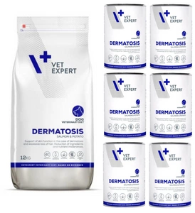 VETEXPERT Veterinary Diet Dog Dermatosis Salmon Potato 12kg +Dermatosis Dog 6x400g