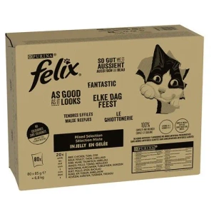 Felix Fantastic Cat Food sélection de saveurs en gelée 80x85g