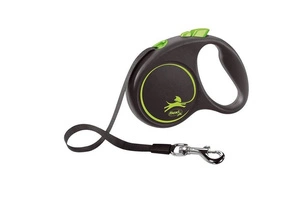 Flexi Laisse Design Noir Ruban L 5m Jusqu'à 50kg Vert + Surprise gratuite pour votre chien