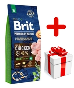 Brit Premium By Nature Adult XL avec poulet 15kg + Surprise gratuite pour chien