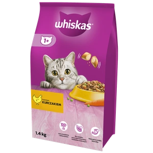 WHISKAS Adult 1.4 kg - aliment complet sec pour chats adultes, avec du poulet délicieux x2