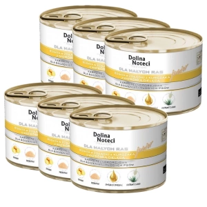 Dolina Noteci Premium pour chiens de petite race Junior riche en gésiers de poulet et foie de veau6x185g