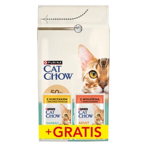 PURINA Cat Chow Nourriture pour boules de poils riche en poulet 1,5 kg + 2 sachets GRATUITS