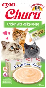 INABA Churu - Friandises pour chats au poulet et à la coquille Saint-Jacques 4x14g