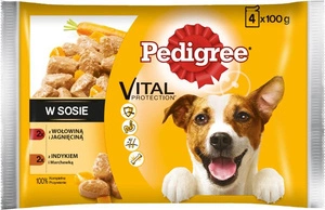 Pedigree Nourriture humide pour chiens adultes en sauce (Boeuf & Agneau, Dinde & Carottes) 4x100g -. x5