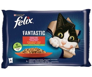 FELIX Fantastic gelée de poulet et de bœuf 4x85g