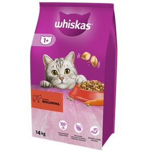 WHISKAS Adult 14kg - nourriture sèche pour chats avec du boeuf et des légumes