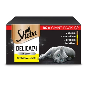SHEBA sachets 80x85g Delicacy Saveurs de volaille - nourriture humide pour chats en gelée, au canard, au poulet, à la volaille, à la dinde