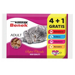 Super Benek Sachet pour chat adulte 5x100g (4+1 GRATUIT)