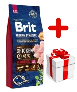 Brit Premium By Nature Senior L+XL au poulet 15 kg+ Surprise gratuite pour chien