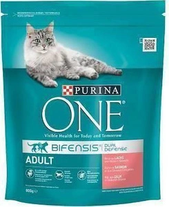 Purina One Croquettes pour chat adulte au saumon 800g x5